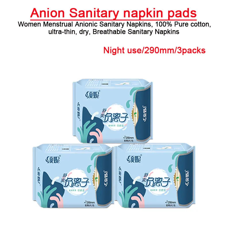 24pcs=3 packs/ Anion Menstrual Pad Sanitary Towels Panty Liners For Women Health Care Feminine Hygiene Product Towels Cotton Pad