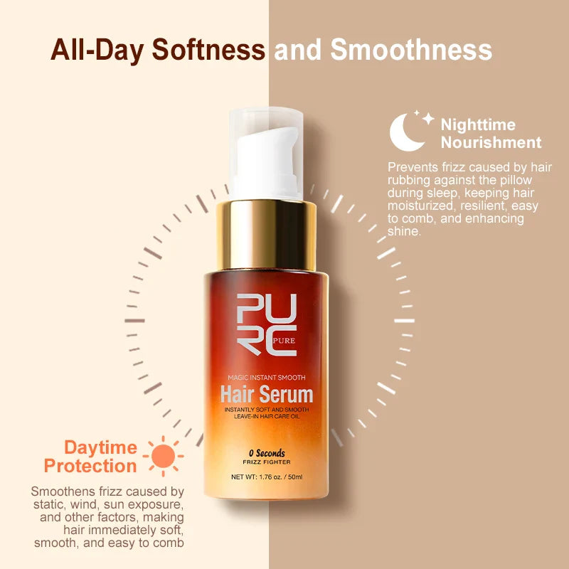 PURC Magic Instant Smooth Hair Serum Nourishing Repair Damaged Leave-In Hair Oil Anti-Frizz Softness Hair Care