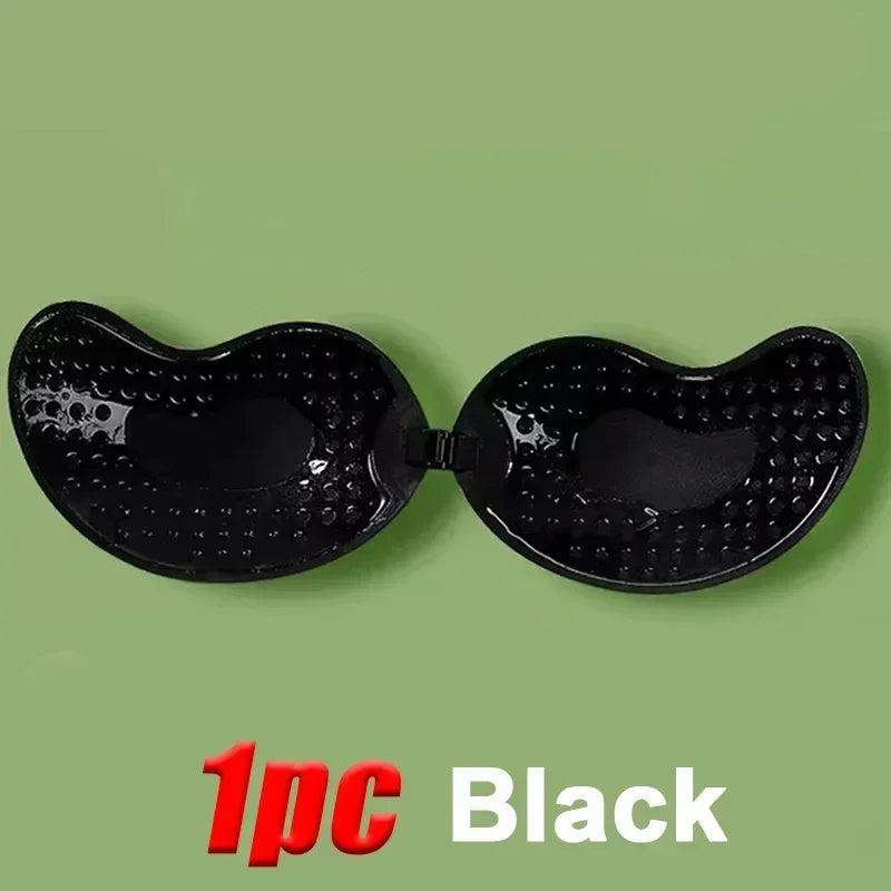 Invisible Push Up Bras Women Backless Strapless Bra Nipple Cover Front Closure Bralette Underwear Silicone Self-Adhesive Bra Pad