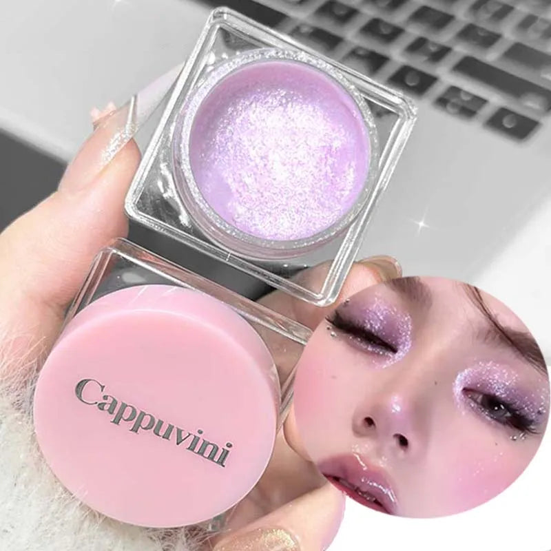 Waterproof Diamond Highlighting Liquid Pink Pearlescent Eyeshadow Gel Pink Purple Lying Silkworm Highlighter Liquid Gel Make Up