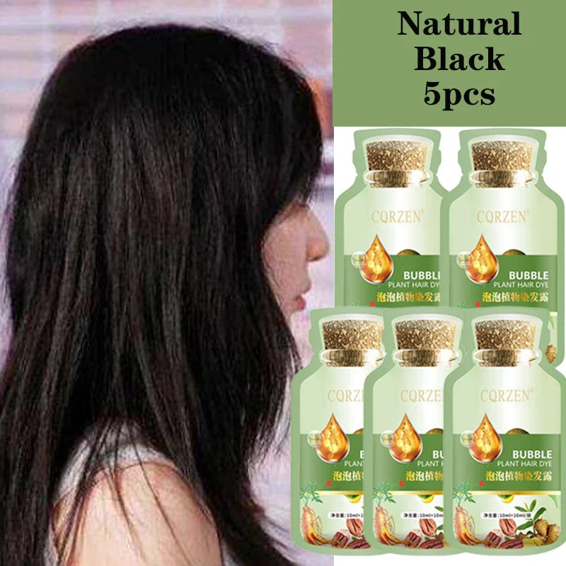 Pure Natural Herbal Hair Dye Shampoo Change Hair Color Cover Gray Hair White Hair Treatment Bubble Plant Hair Dye Hair Care