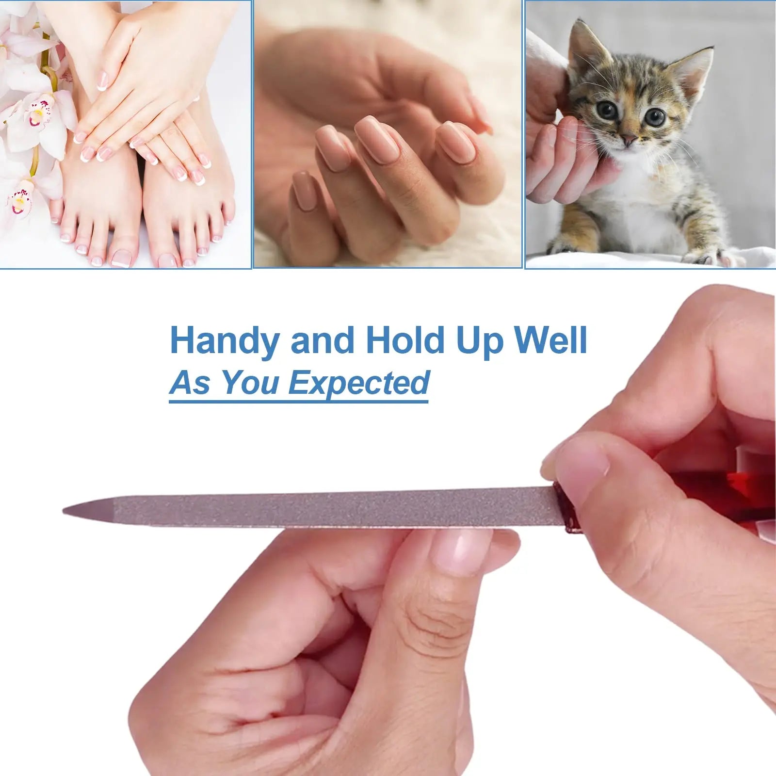 Metal Nail File (6 Pcs), Nail Files for Natural Nails Made of Stainless Steel, Sword Fingernail Files with Sharp Pointed Tip.