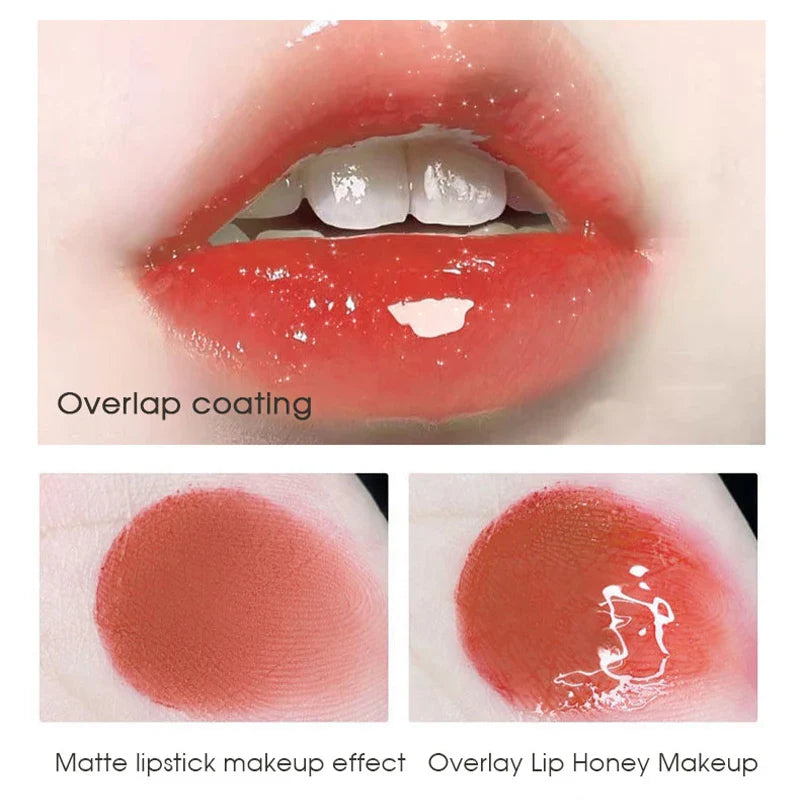 Four pack lip gloss set box, water gloss jelly lip gloss, moisturizing glass lips, not easy to stick to cup