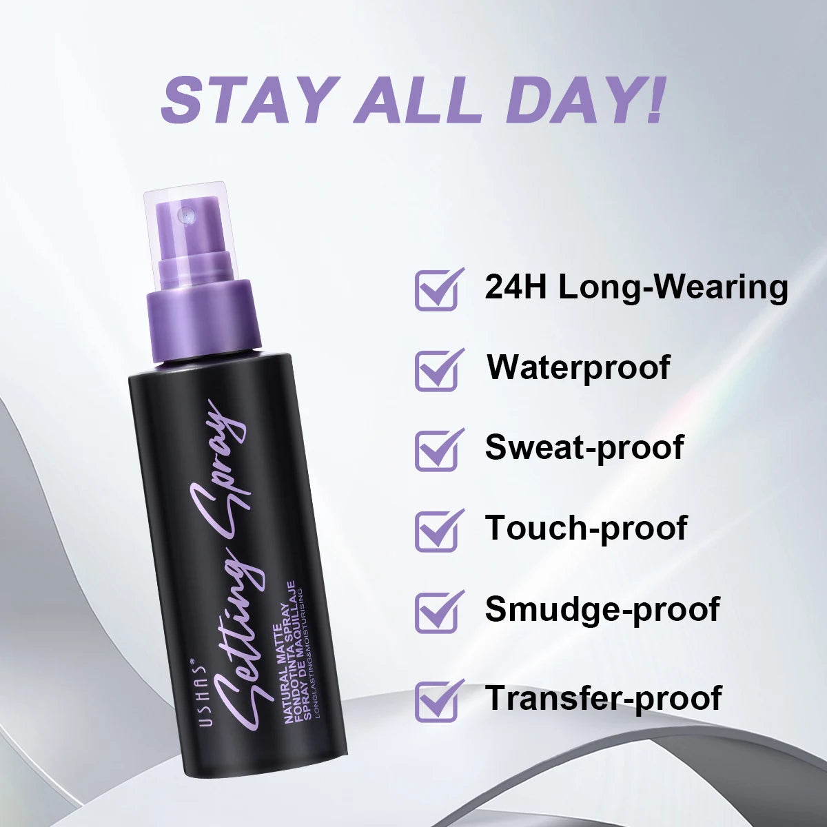 USHAS Waterproof Makeup Setting Spray LongLasting Oil Control Moisturizing Hydration Matte Non-Sticky Spray Foundation Fixer
