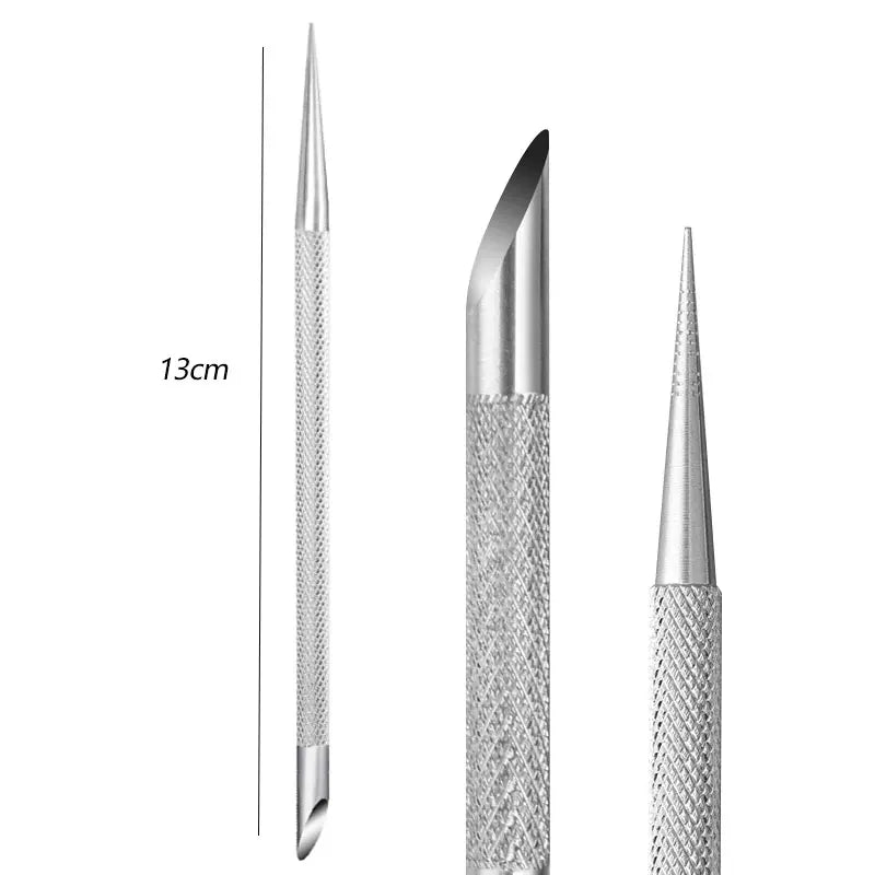 New Double-ended Nail Beveled Head Cuticle Pusher Remover Stainless Steel Cuticle Remover Manicure Sticks Nail Care Cleaner Tool