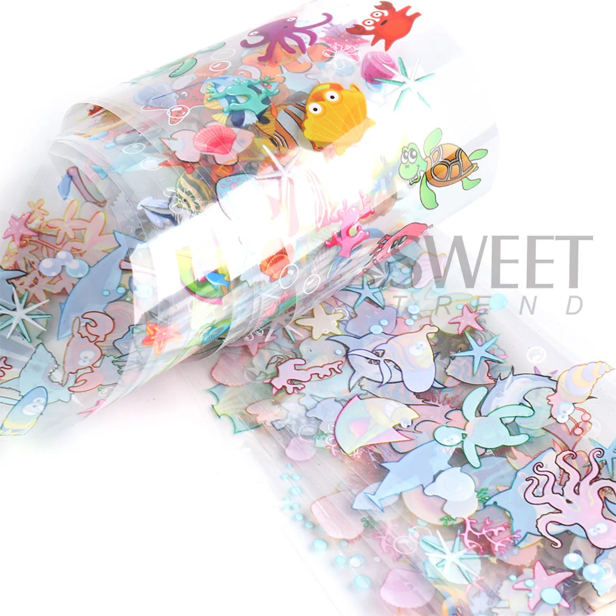 10pcs Adorable Marine Life Nail Transfer Foils Clownfish Starfish Conch Starry Sky Paper Summer Ocean Sliders Manicure Tattoos