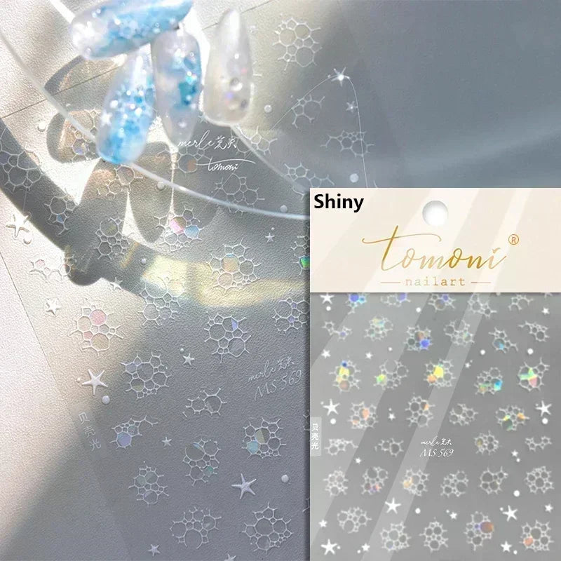 Sea Wave Jellyfish Starfish Conch Shell Dolphin Pearl Summer Beach Goldfish Water Bubble Mermaid Koi INS Nail Art Stickers Decal