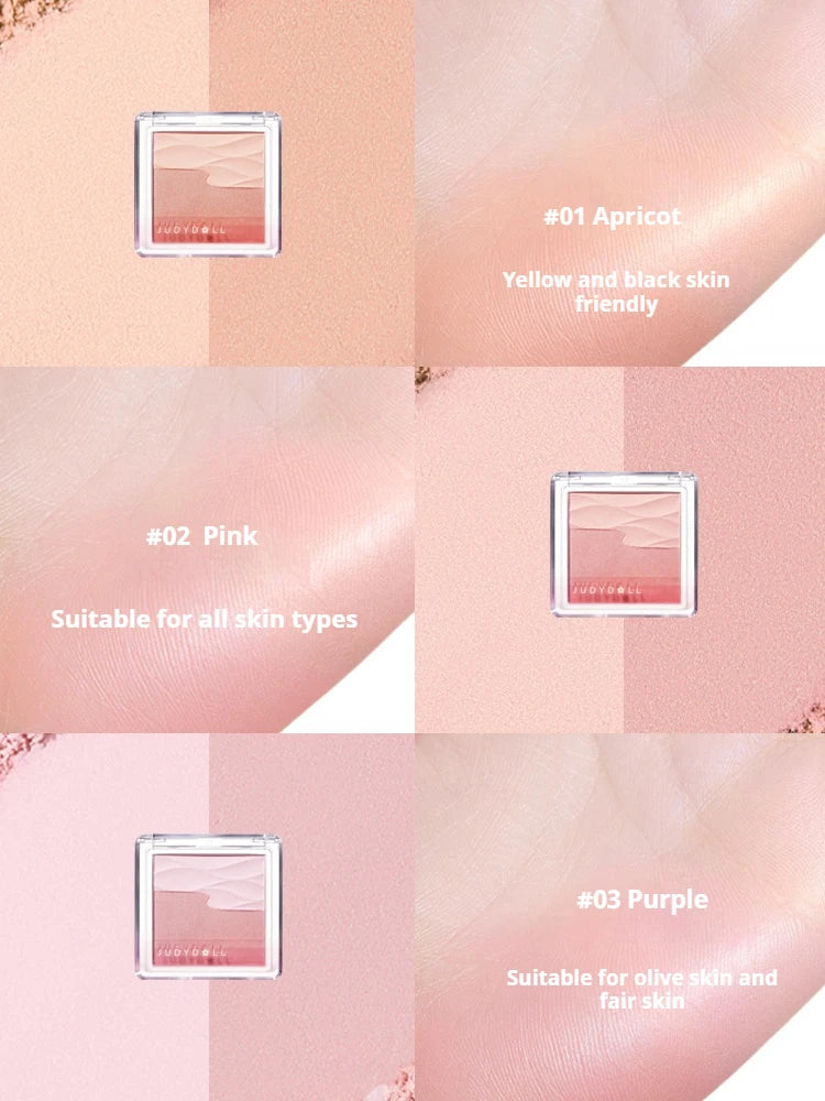 Judydoll Gradient Blush Matte Powder Wave Light Shimmer Rouge Longlasting Natural Brightening Cheek Tint Contour Makeup 5g