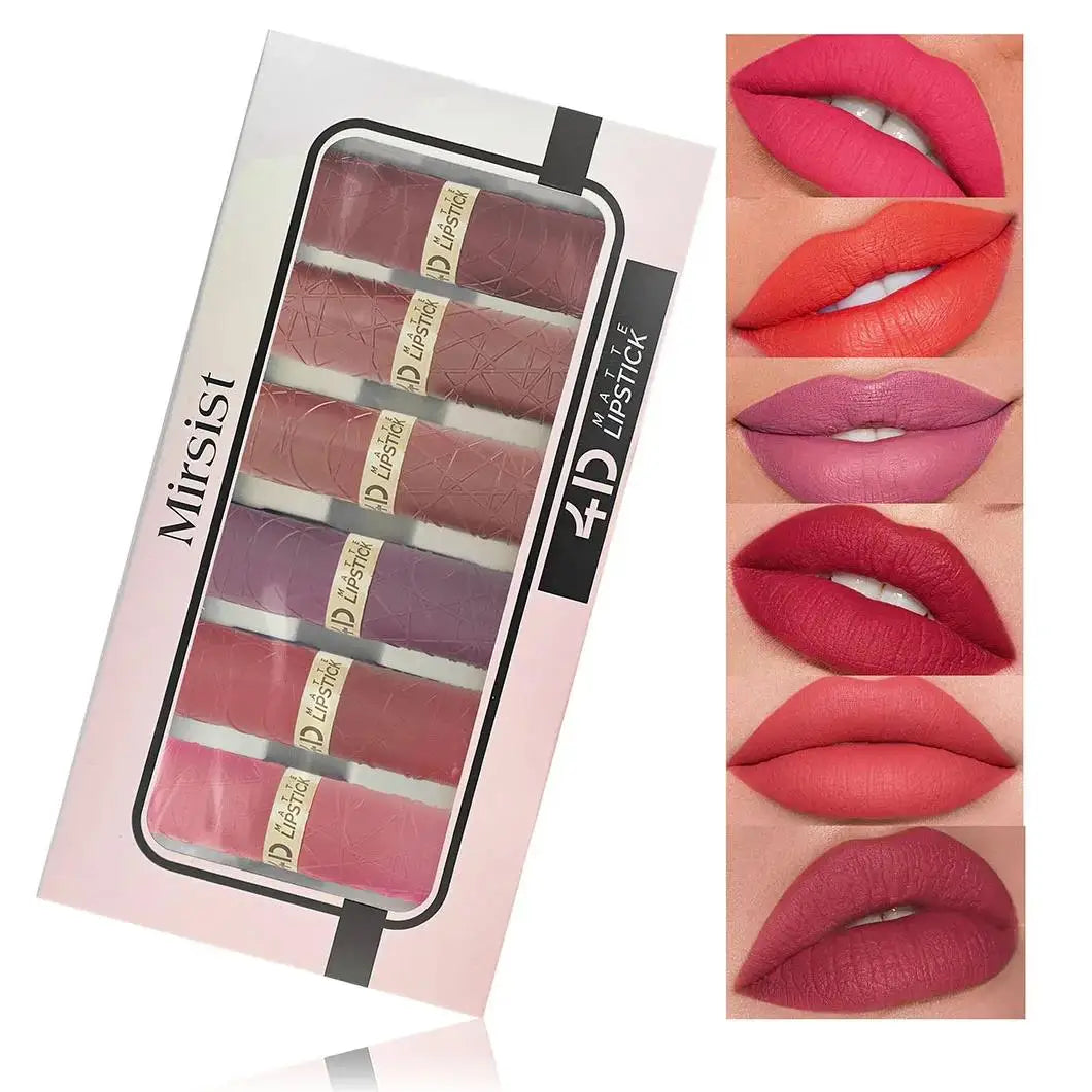 6Pcs Velvet Matte Lipstick Set Long Lasting Waterproof Lip Makeup Non Stick Moisturizing Lip Tint For Women Sexy Beauty