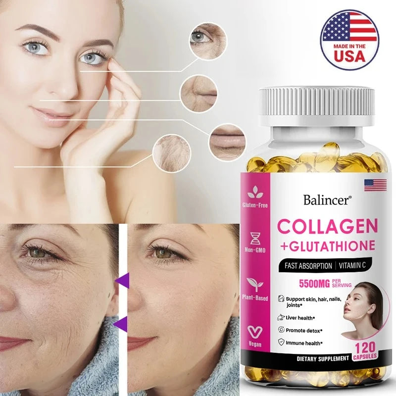Glutathione Collagen Supplement, Antioxidant Whitening Capsules, Skin Health Deep Nourishment Skin