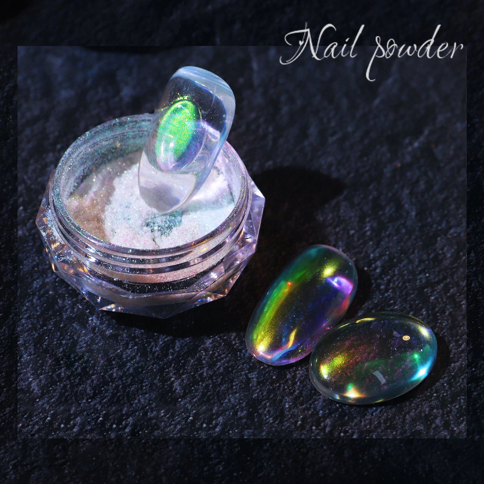 Nail Glitter Aurora Ice Transparent Laser Magic Aurora Rainbow Mirror Gel Pigment Powder Chrome Nai Charm Art Decoration Tools