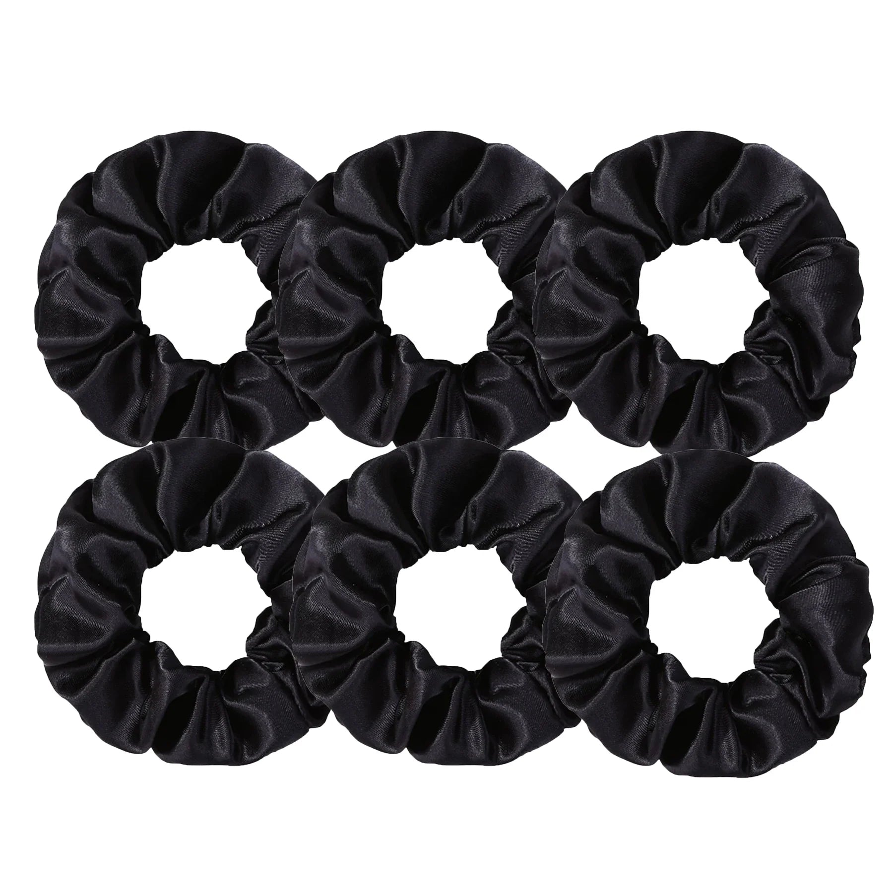 6-Piece Women's Pure Color Satin Large Scrunchie Daily Simple Atmospheric Set