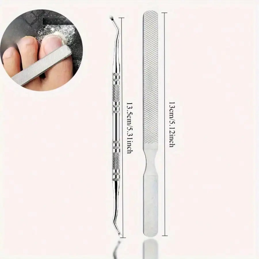 2 Pcs Premium Nail Files - Stainless Steel Ingrown Toenail Lifter, Essential for Professionals & Hobbyists, Shaping & Polishing