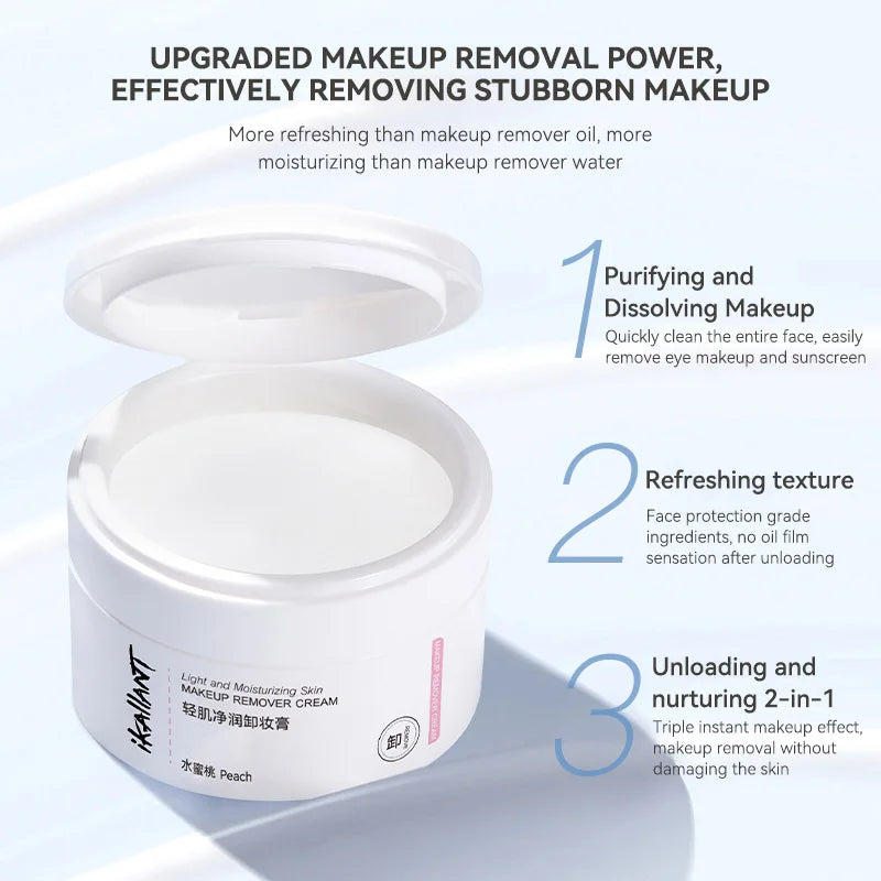 Skin-Friendly Moisturizing Makeup Remover Cream, Powerful Makeup Remover and Skin Moisturizer. Two-Step Makeup Removal, Natural