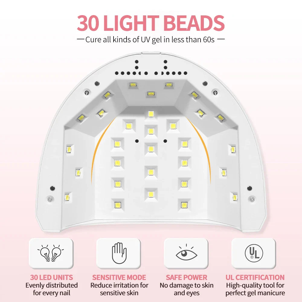 LINMANDA Sun 1S 48W UV LED Lamp for Nail 30 LEDs with 4 Timer Settings Smart Nail Dryer Nail Art Tools for Home Manicure Salon