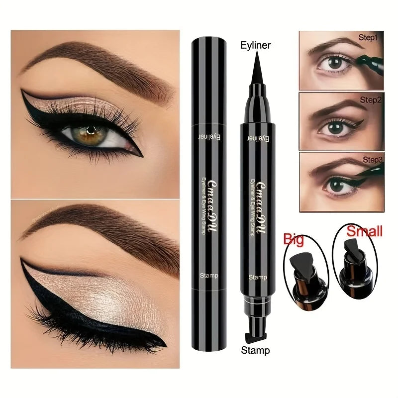 1 Pcs Black Wings Stamp Liquid Eyeliner, Easy Cat Eye Template Makeup Tool Anti-smudge, Vamp Wing, Lasting Waterproof Anti-sweat