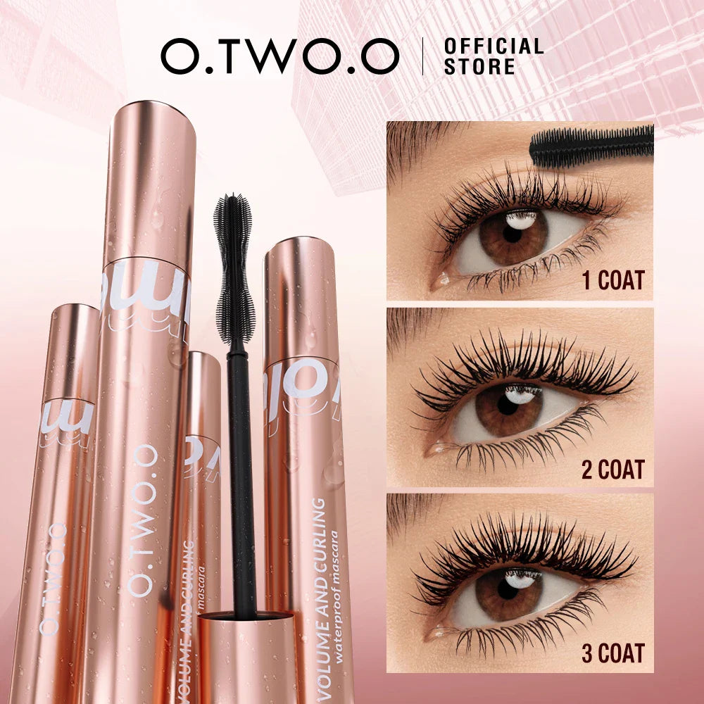 O.TWO.O Mascara Waterproof 4D Silk Fiber Curling Volume Lashes Thick Lengthening Nourish Eyelash Extension High Quality Makeup