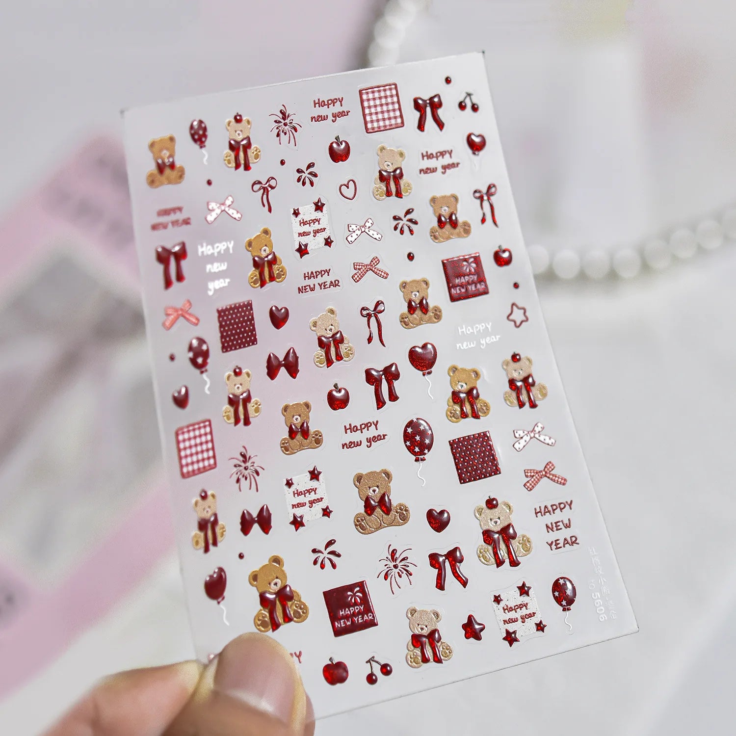 Colored Lemon Jelly Nail Stickers 5D Sweet Fruits Cartoon Calw Bear Candy Self Adhesive Nail Art Stickers DIY 3D Cute Nail Parts