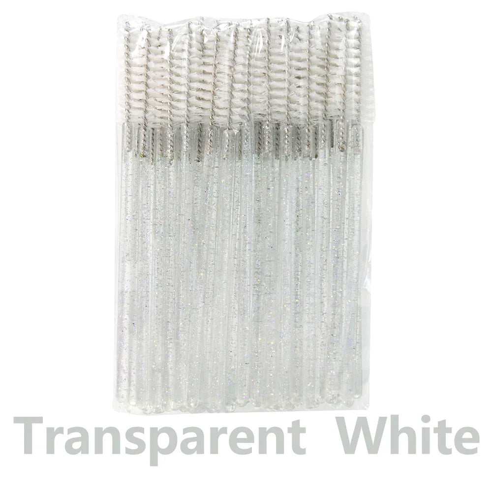 ANNAFRIS 50Pcs Disposable Eyelash Brush Soft Head Crystal Eyebrow Brush Lash Extension Brush Mascara Wand Makeup Tool