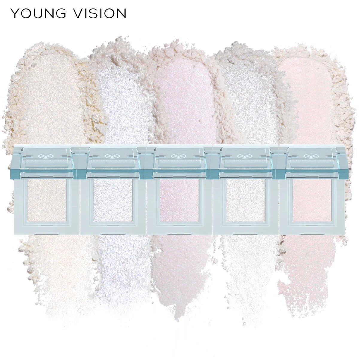 5-Color Creamy Highlighter Palette - Soft Putty Texture, Intense Shimmer & Glitter, Long-Lasting