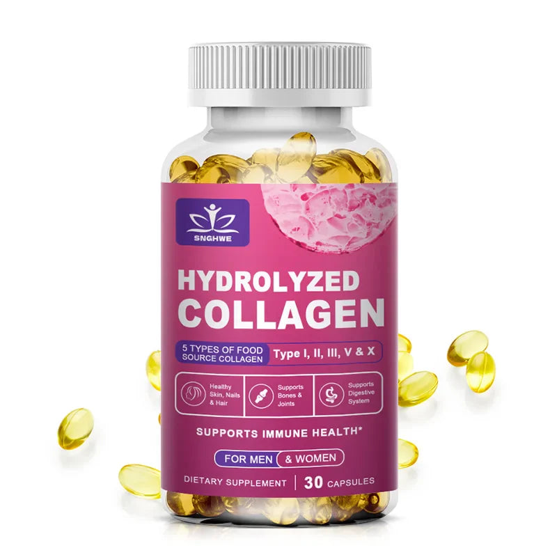 Powerful Hydrolyzed Collagen Capsules with Hyaluronic Acid Antioxidant Skin Hair Nails Health With Vitamins&Minerals