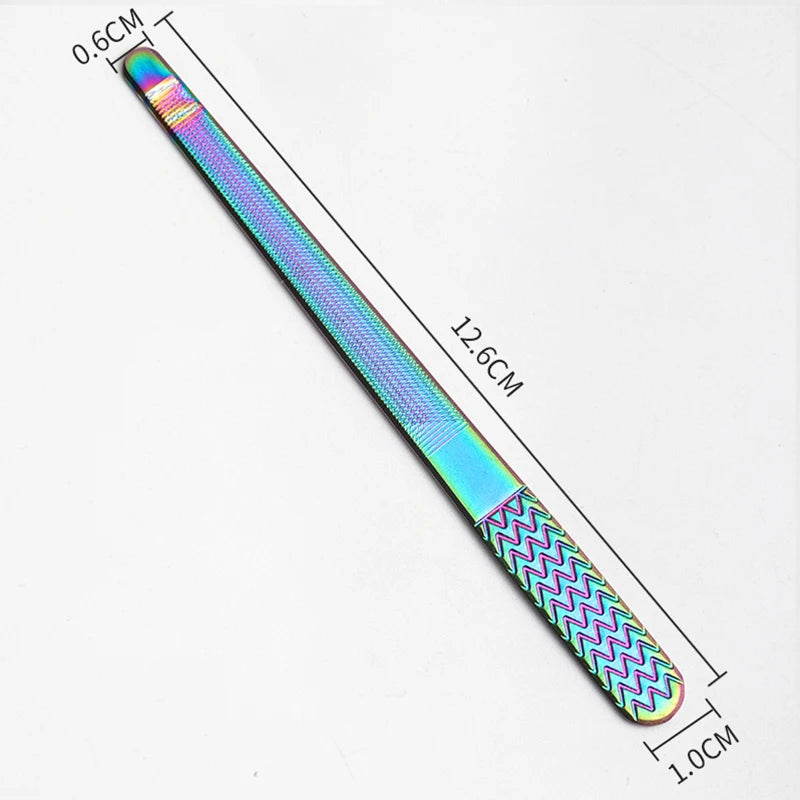 Nail Files Durable Stainless Steel Professional Double Sided Nail Sanding Grinding Buffer Manicure Pedicure Scrub Nail Art Tools