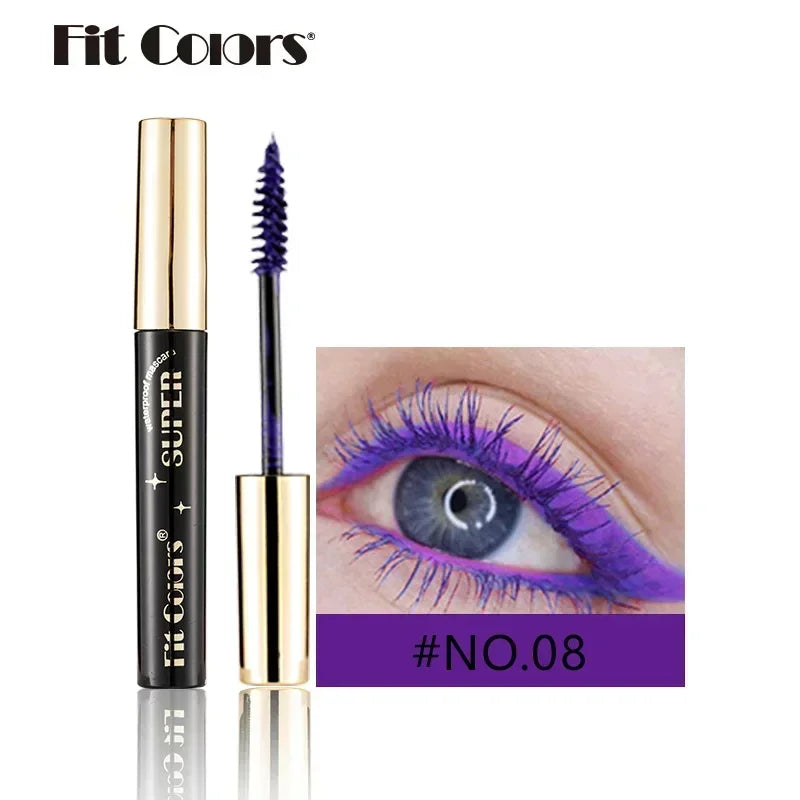 Color Mascara 14 Thick Curl Waterproof Non-smudding Natural Long Lasting Blue White Green Pink Black Eye Makeup