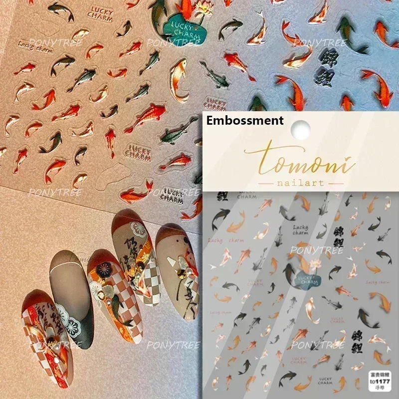 Sea Wave Jellyfish Starfish Conch Shell Dolphin Pearl Summer Beach Goldfish Water Bubble Mermaid Koi INS Nail Art Stickers Decal