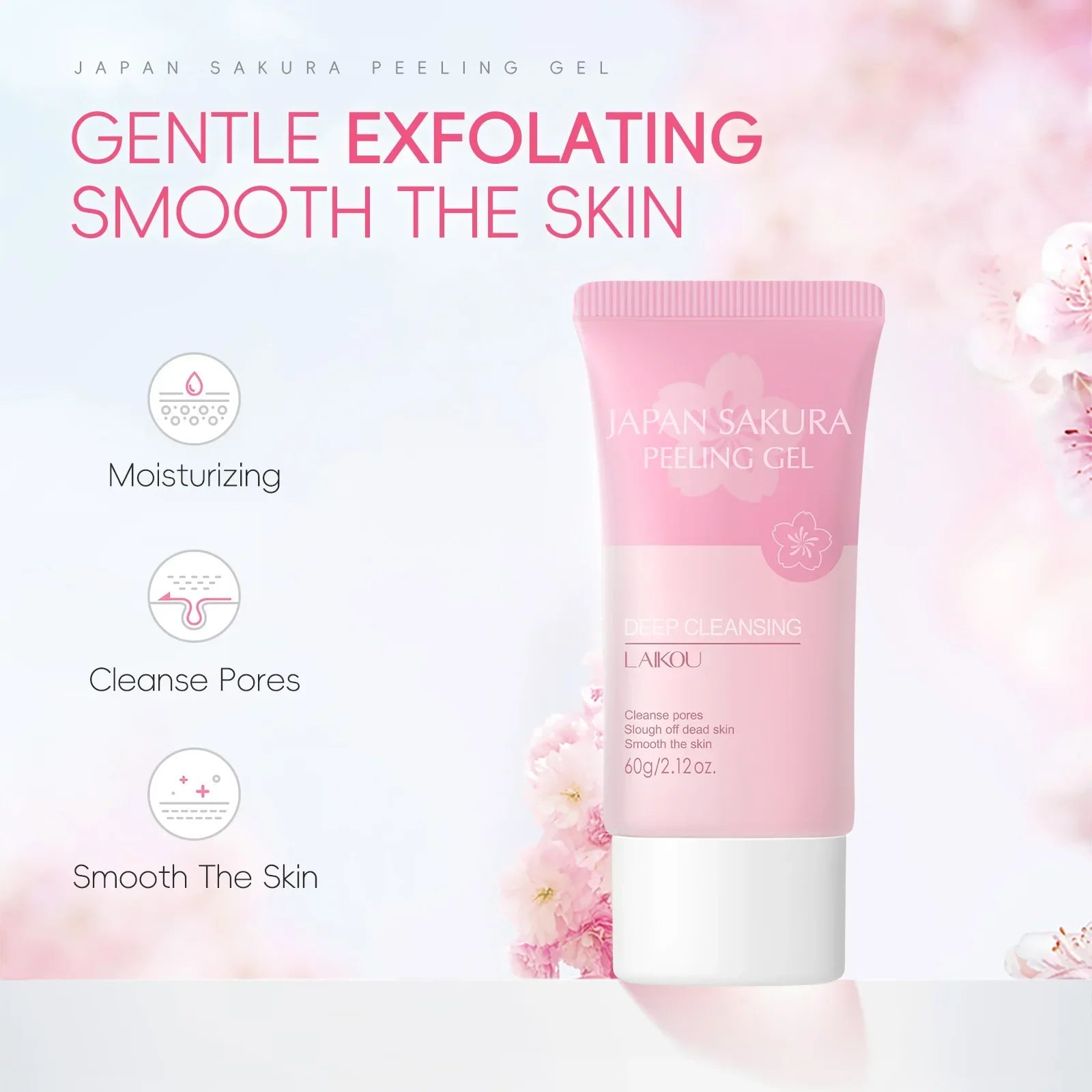 LAIKOU Exfoliating Body Face Scrub Moisturizing Brightening Hydrating Sakura Japan Remove Blackhead Skin Care Products 60g