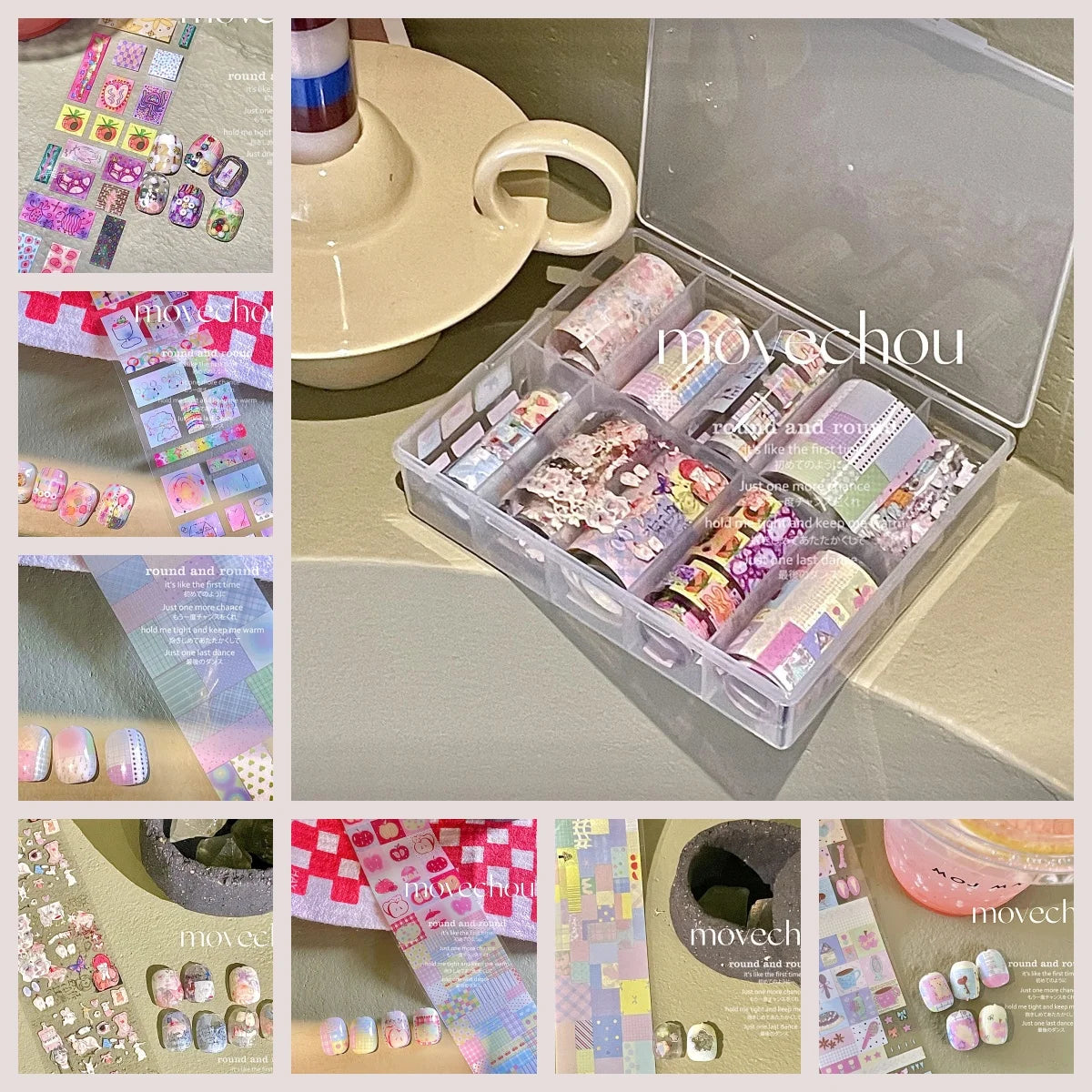 10Rolls Plaid Thousand-Bird Bow Stars Nail Foils Transfer Paper Nail Art Stickers Manicure Set Decal Nails Decoration
