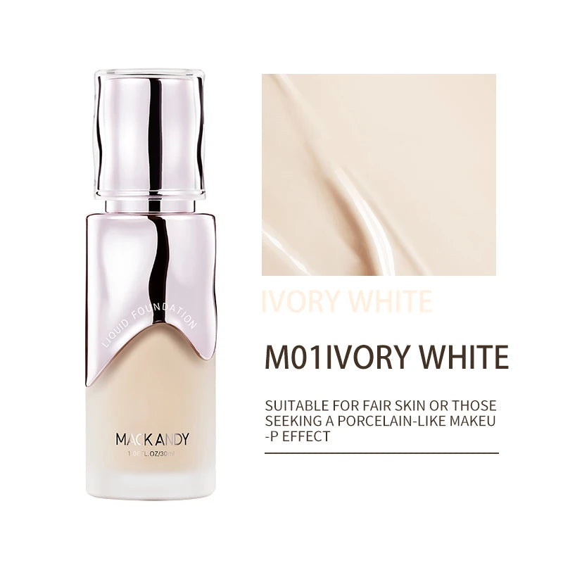 MACKANDY Natural Botanical Liquid Foundation Full Coverage Non-Greasy for Combo &Oily Skin Easy-to-apply Matte Finish Foundation