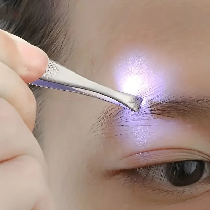 1/2pcs Upgraded LED Light Brow Tweezers Tool with Intelligent Design for Perfect Eyebrow Shaping and Fake Lash Application