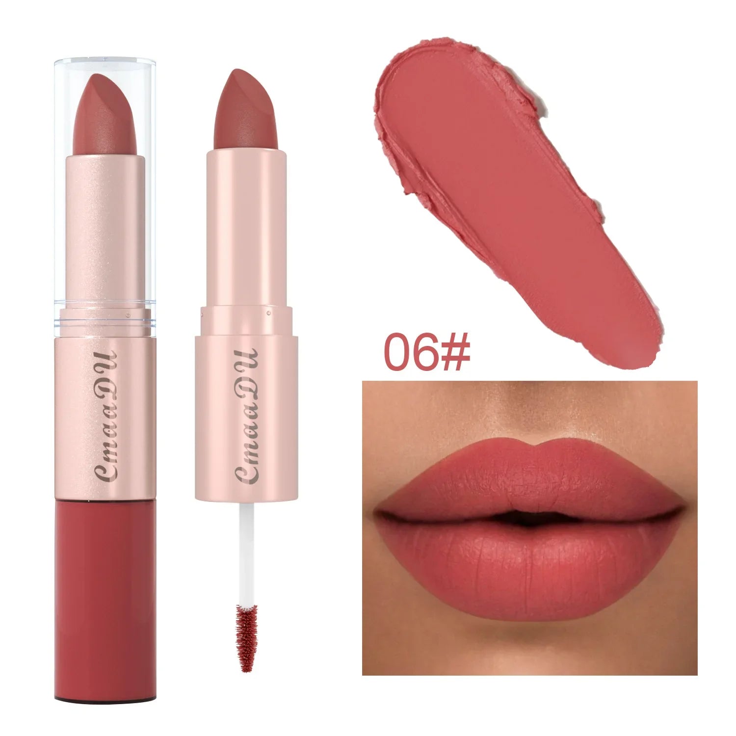 Double Ended Matte Lipstick Waterproof Nude Matte Velvet Glossy Lip Gloss Lip Balm Sexy Red Lip Tint Women Fashion Makeup Gift