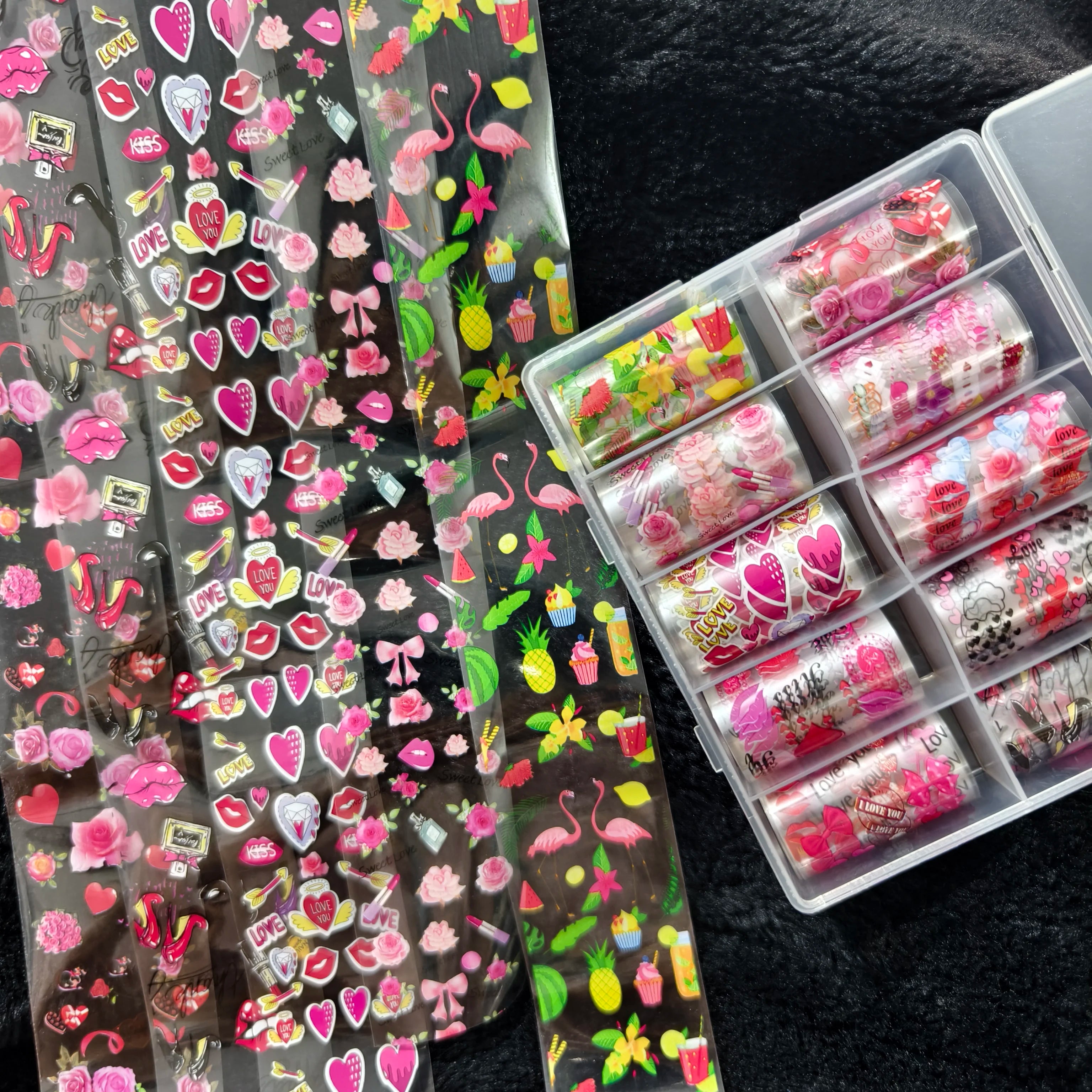 10Rolls Halloween Flower Plaid Angel Marble Bow Nail Foils Transfer Paper Nail Art Stickers Decal Nails Decoration