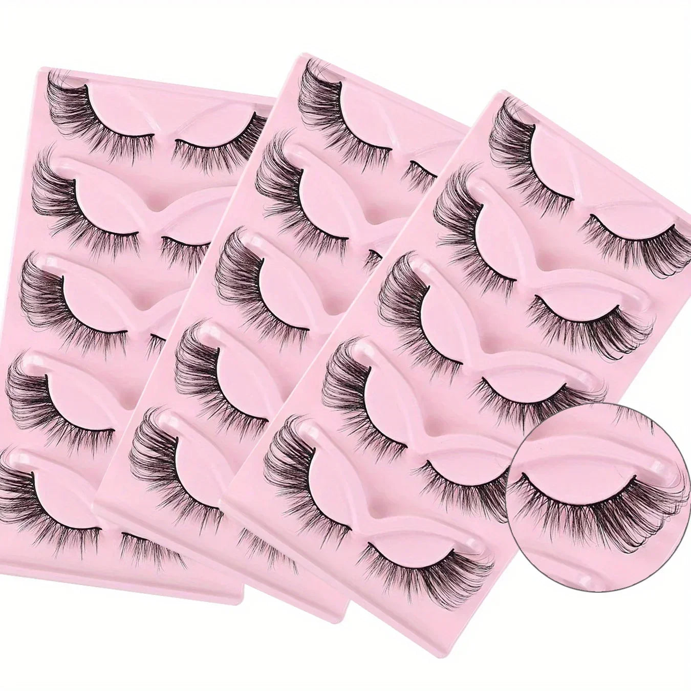 15Pairs 3-Pack Cat Eye Lashes Long Lashes Cat Eye Look Wispy Lashes Eye End Elongated Strip Thick False Eyelashes