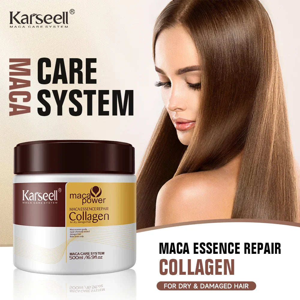 Karseell 500ml Collagen Hair Treatment Deep Repair Conditioning Argan Oil Hair Mask Essence for Dry Damaged Hair All Hair Type