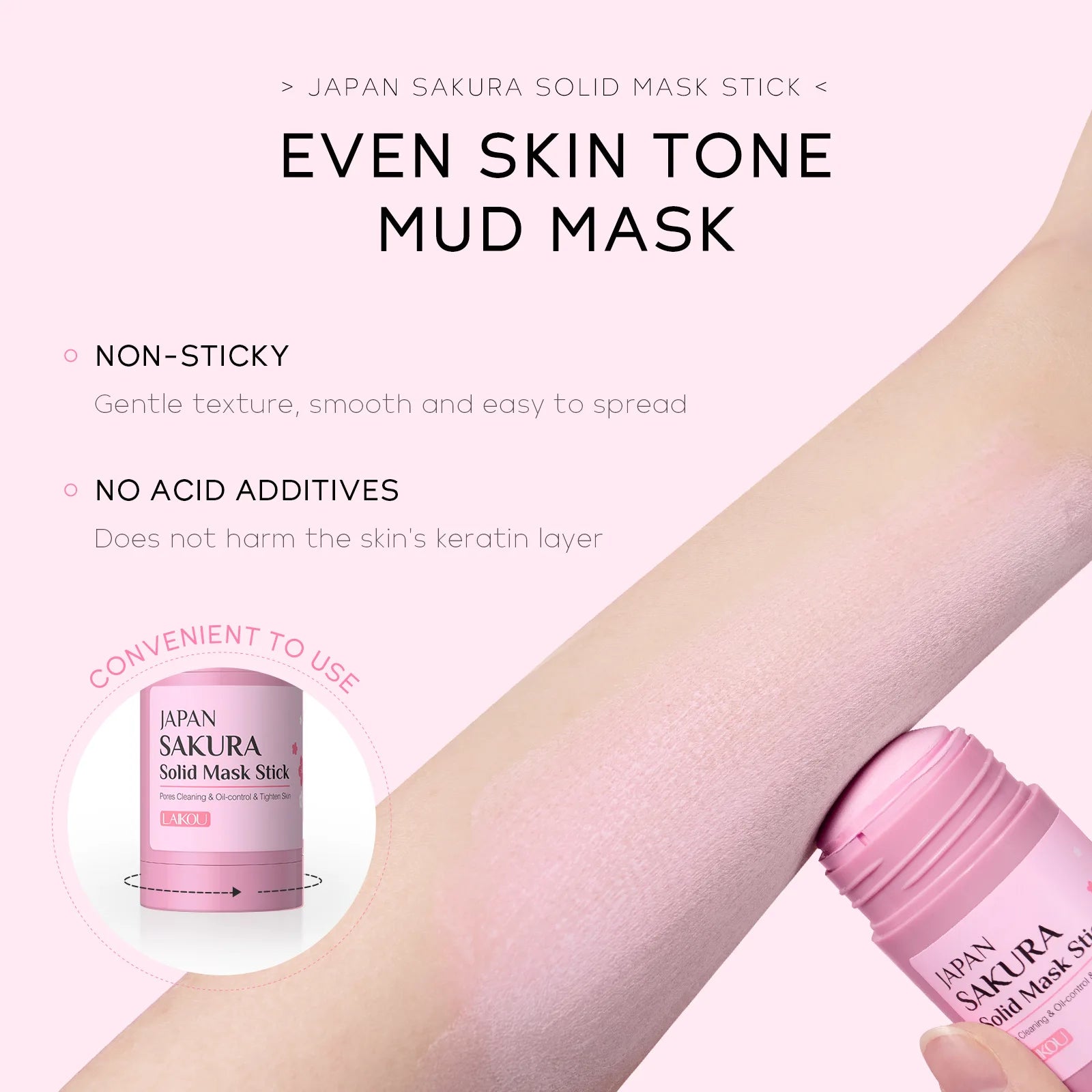 LAIKOU Sakura Solid Facial Masks Stick Clay Face Mask Moisturizing Brightening Oil Control Removal Blackhead Face Mud Mask