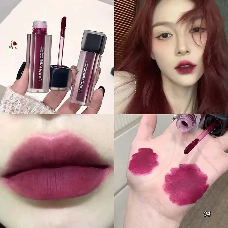 Purple Gothic Lip Gloss Punk Matte Dark Brown Lipstick Nude Lip Tint Waterproof Velvet Liquid Lipstick Lip Satin Korean Cosmetic