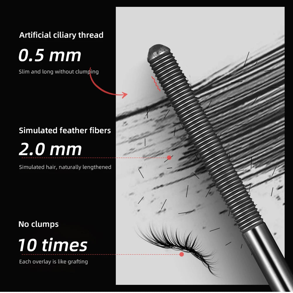 Metal Iron Lashes Mascara Waterproof Silk Fiber Mascara Black Long Curling Eyelash Extensions Non-clumping Eyes Makeup Cosmetics