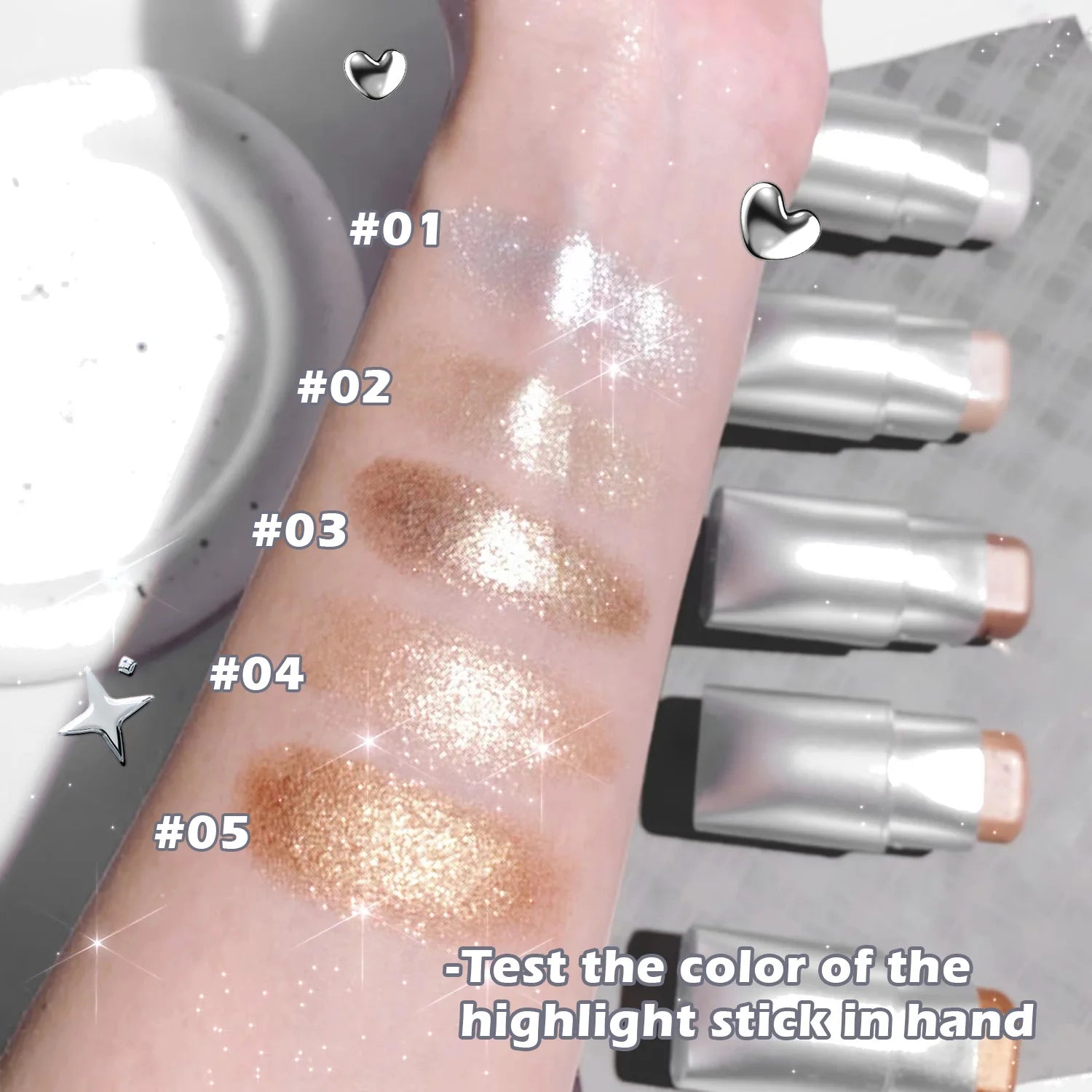 Clear highlighter stick, pearlescent fine shimmer, facial watery skin, natural contouring, brightening light and shadow highligh