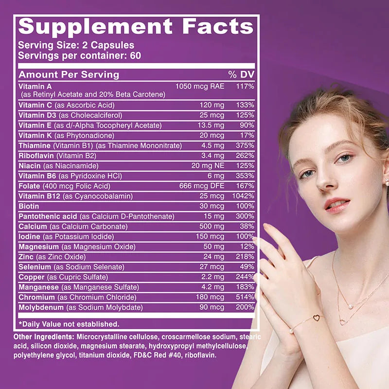 Women’s 50+ Complete Multivitamin - Supports Brain, Heart, Digestive and Immune System Health and Boosts Metabolism