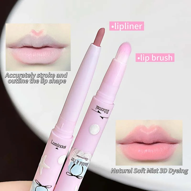 Mist Pink Peach Matte Lipliner Pen Waterproof Plumping Quick-dry 2 in 1 Lipstick Pencil Natural Lip Liner Outline Contour Makeup