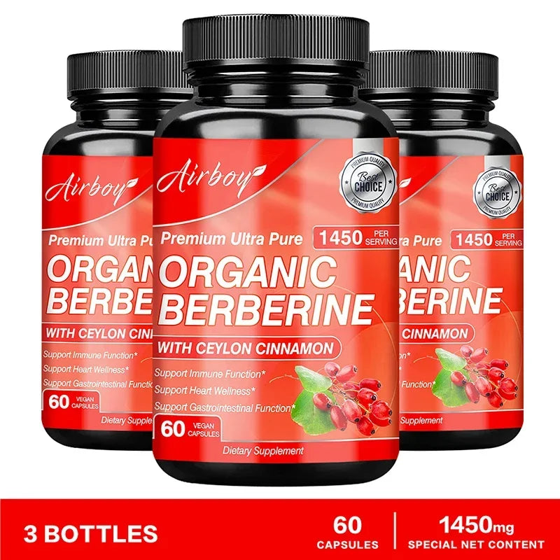 Berberine Capsules - with Ceylon Cinnamon - Blood Sugar Balance, Cardiovascular Health, Aid Digestion, Promote Metabolism