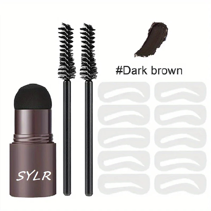 Professional eyebrow seal shaping set pen waterproof makeup pen female lasting perfect eyebrow template and 10 templates and bru