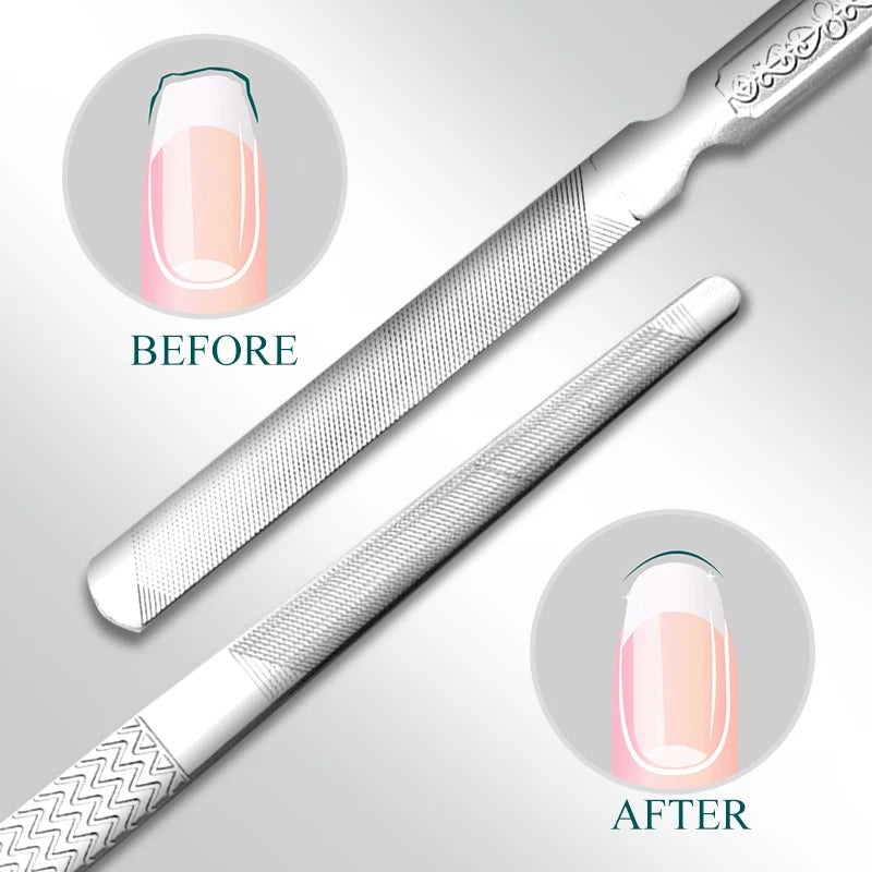 Nail Files Durable Stainless Steel Professional Double Sided Nail Sanding Grinding Buffer Manicure Pedicure Scrub Nail Art Tools