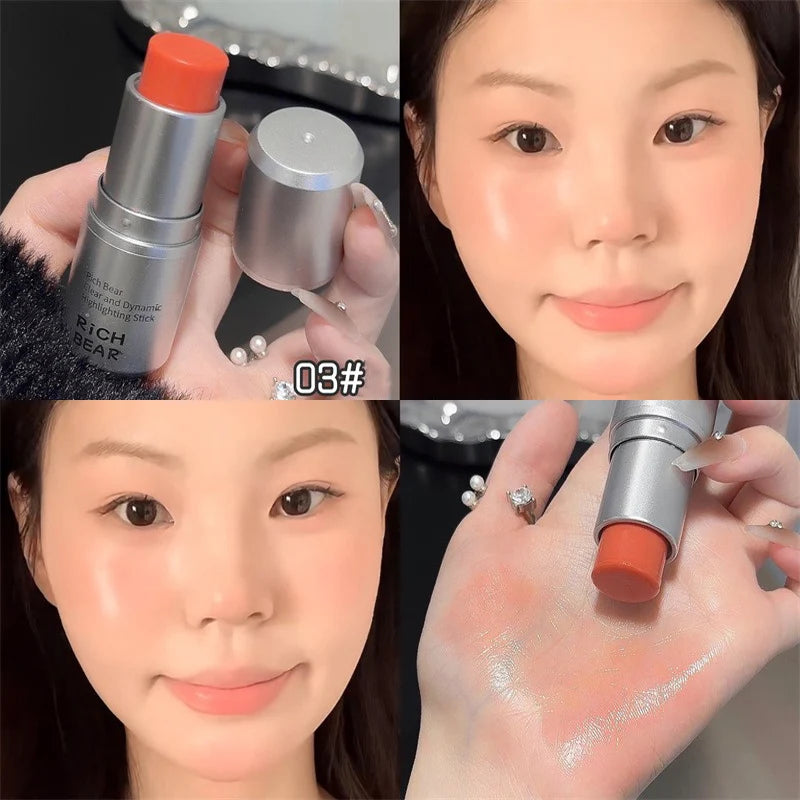 1Pc Highlighter Stick Iilluminator Makeup Shimmer Brightening Face Contour Natural Water Light Orange Blush Stick Makeup Woman