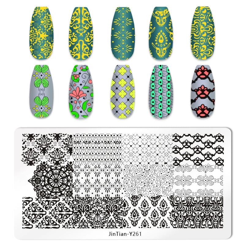 Valentine's Day Nail Stamping Plates Rose Flower Love Theme Nail Art Plate Stainless Steel Halloween Nail Design Stencil Tools