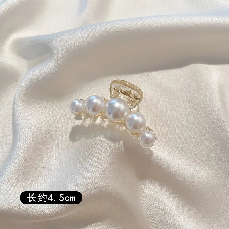 Simulated Pearl Hair Claws for Women Korean Acrylic Hair Clips Girls Large Size Barrette Shark Clip Fashion Hair Accessories