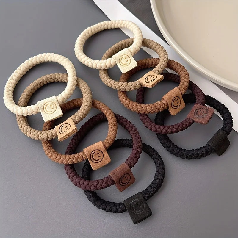 5 PCs Minimalist Twist Hair Ropes Set Soft High Elastic Hair Rings Casual Versatile Ponytail Hair Scrunchies