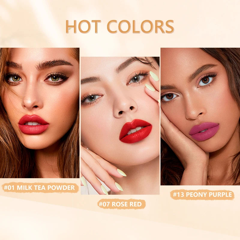 Waterproof 24 Hours Velvet Matte Lip Gloss, Moisturizing, Long Lasting Sexy Red Lip Tint Makeup Cosmetic LipGloss
